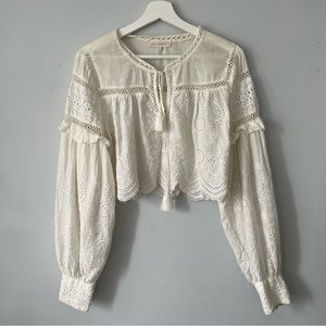 LOVE SHACK FANCY CROPPED BLOUSE